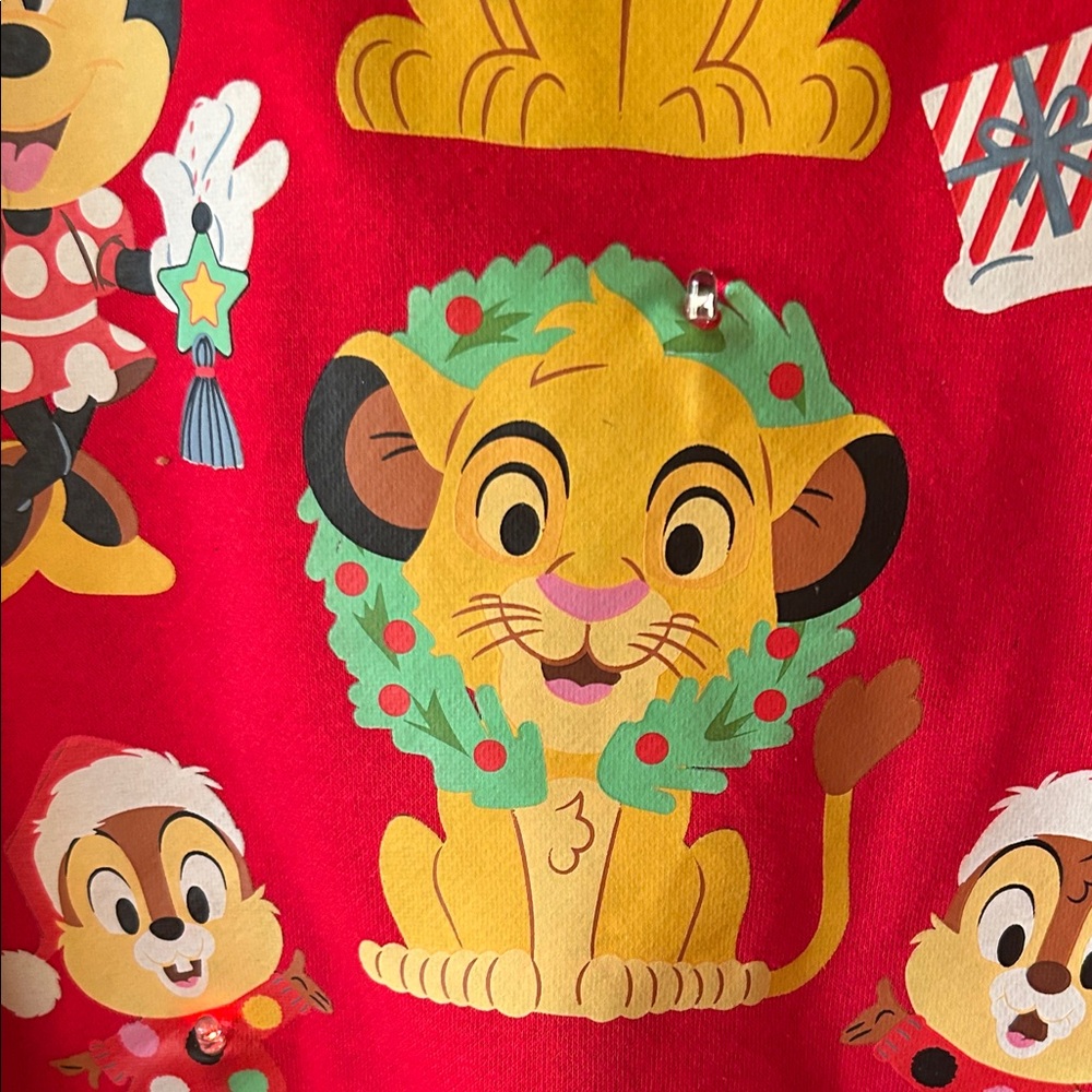 Disney Red Sweatshirt with blinking lights on 6 Characters - Picture 8 of 14